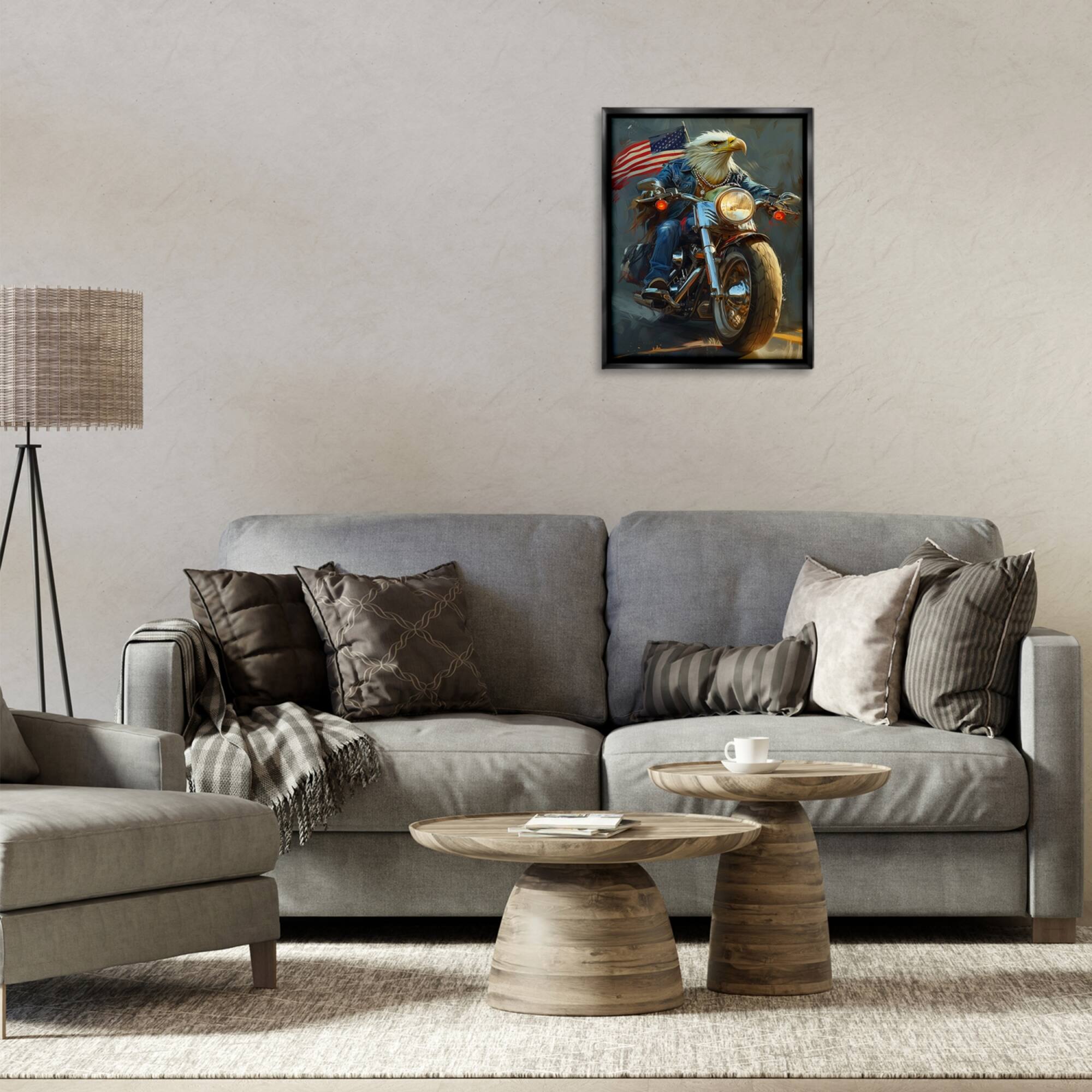 Stupell Industries Patriotic Eagle Motorcycle Floater Framed Art